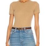 RE/DONE Redone Hanes 90’s Cap Sleeve T-Shirt Ribbed Crew Neck Sand Beige Baby Photo 1