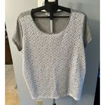 Liz Claiborne Women's Gray/White Lace Front short sleeve shirt size large Photo 0