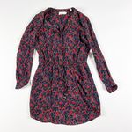 A.L.C. Silk Chiffon Red Blue Floral Flower Print Pattern Tie Waist Mini Dress 2 Photo 0