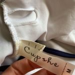 Cupshe One Piece Bathing Suit Striped Preppy Nude Navy Cheeky Cross Strap Medium Photo 5