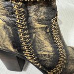 Liberty Black Fringe Cowboy Ankle Boots Size 9 Distressed Leather Photo 6