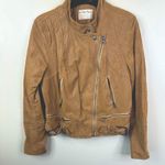 Free People  Fenix Vegan Faux Leather Zip Up Moto Jacket in Camel Womens Large Photo 1