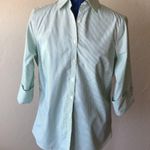 Lands' End Land’s End Wrinkle Free Striped 3/4 Sleeve Dress Shirt Photo 1