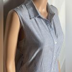 Parallel Skies Blue White Striped Sleeveless Shirt Dress Size S Cotton Tie Back Photo 1
