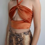 Amazing Lace The Vibes Are Right Velvet Orange Crop Top Photo 1