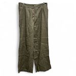 NWT Grae Cove Thalia Button Fly Wide Leg Palazzo Pants Green 100% Linen Size XL Photo 1