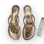 Luisa D’Orio ✿ Camellia Leather Kitten Heel Mule Thong Sandals ✿ Rose Gold ✿ 6M Size 6 Photo 8