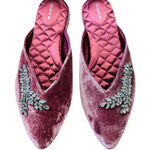 Birdies The Swan Pink Velvet Jeweled Pointed Toe Slip On Mules Size 9.5 NWOB Photo 0