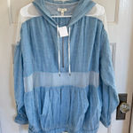 Urban Outfitters NWT  silence + noise blue mesh lightweight pullover hoodie Photo 0