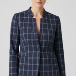 Banana Republic Navy Windowpane Open-Front Blazer Size 6 Photo 0