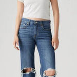 Levi's  Low Pro Straight Jeans Distressed Knee Holes Ripped 100% Cotton‎ Size 24 Photo 0