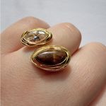 18K Gold Plated Tiger Eye Statement Ring Photo 1