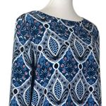 Loft  Shift Dress Boat Neck Long Sleeves Blue Multi Print Women’s Size Medium Photo 5