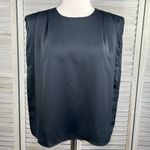 JUST FAB Pleated Sleeveless Blouse with Shoulder Pads Black-Large Photo 0