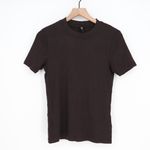 American Giant Ribbed Knit Mock Neck T Shirt Brown Cotton Modal Spandex Size M Size M Photo 1