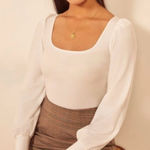 Reformation  Vita Long Puff Balloon Cuff Sleeve Ribbed White Ivory Size Small S Photo 0