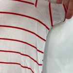 Rue 21  women’s white red‎ striped short sleeve stretch relaxed v-neck loose shirt Photo 3