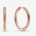 Pandora  Rose Gold Plated Moments Charm Hoop Earrings  Photo 0