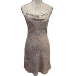 Abercrombie & Fitch  Y2K Cowl Neck Satin Slip Bias Dress Animal Print beige Sz S Photo 1