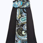 Chico's  2‎ Large 12 Halter Maxi Dress Long Black Blue Print Vacation Summer Photo 0