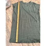 Eileen Fisher  Women's Green Stripe V-Neck Linen Jersey Dress Size Medium Photo 5