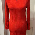 Cooperative  Red Zipper Detail Turtleneck Long Sleeve Dress in L Photo 0