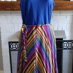 Modcloth Blue Vneck rainbow belted dress Photo 0