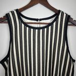 Loft  Top Womens Large Cream‎ Black Stripe Open Knit Boxy Lined Sleeveless L Photo 2