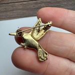 Trifari Rhinestone Hummingbird Bird Gold Tone Small Brooch Pin Signed Photo 5