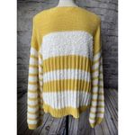 Hem & Thread ‎ Womens Sweater Musatrd Yellow Ivory Color Block Cotton Blend L Photo 3