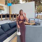 ZARA  dress fitted bodycon Brown Cutout Midi Party Wedding Coctail Photo 1