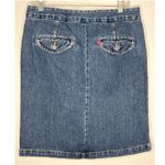 Levi's Vintage Levi’s Denim Skirt Superlow Made in USA Y2K zipper slit sides waist 33" Photo 2