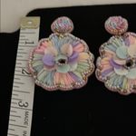 Iridescent Floral Statement Earrings Purple Photo 4