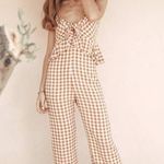 Saylor  Laken Gingham Jumpsuit In Apricot Photo 0