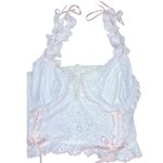 For Love & Lemons White and Pink Lace Bralette 38C Photo 4