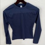 Memoryee Women’s Slim Fit Crop Top – Navy Blue Long Sleeve Tee, Size Small Photo 6