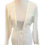 ZARA Plunge Vneck Tie Around Crop Top Off White Size X-Small Photo 0