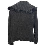 Escapade Black‎ Boucle Knit Rabbit Fur Trim Cowl Neck Sweater Medium Black Photo 1