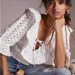 Anthropologie  Porridge White Eyelet Lace Romantic Top Boho Blouse Size Small S Photo 0