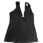 Free People  Intimately Black Wide Strap Button Front Tank Top SZ M Flowy Rayon Photo 1