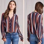 Tularosa Top Blouse Long Sleeve Striped Tie Front 70s Stripe Retro Nala Small S Photo 12