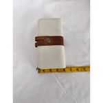 Cluci Wallet Clutch Organizer Card Holder Snap‎ Closure White Brown Medium Photo 2