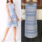 Talbots  Blue Striped Tweed Lined Sleeveless Shift Sleeveless - Sz 10 💚🎀 Photo 0