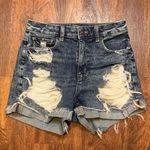 American Eagle Stretch Distressed High Rise Denim Blue Jean Shorts Women’s Sz 2 Photo 0