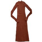 Adam Lippes Dress Womens Medium Orange Side Button Midi Sweater Ribbed Knit Photo 4