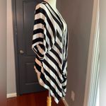 Chico's Chico’s Plus Black & White Striped Flowy Cotton Beach Cardigan Photo 2