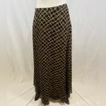 Valerie Stevens Vintage  100% silk black and mocha abstract maxi skirt size 4 Photo 2