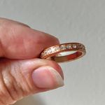 Copper Gold Channel Set Band Ring “Giselle” Rhinestone Diamond Pave Inset Femme Jewelry Photo 10