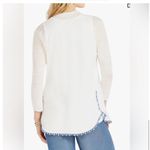 Nic+Zoe  linen cardigan women's L pom trim open front sweater beach cover up Photo 1
