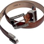 Brighton Vintage 1996  Women’s M 34” Brown Croc Embossed Leather Silver Tone Belt Photo 3